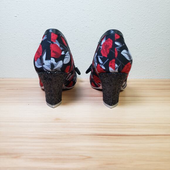 Irregular Choice Black and Red Floral Heels - Picture 6 of 12